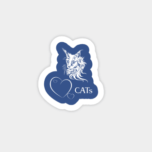 White Cat  - White Heart Sticker